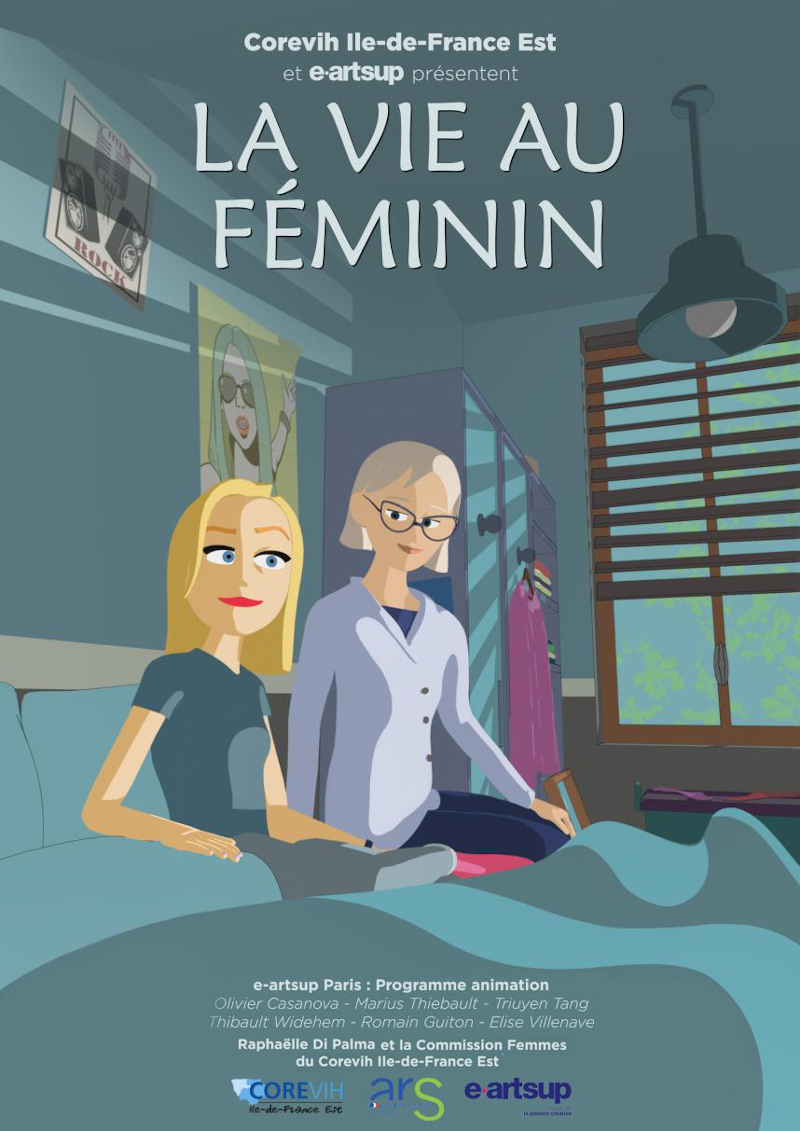 Affiche de la Vie au féminin, film d'animation d'étudiants e-artsup pour l'ARS Ile-de-France