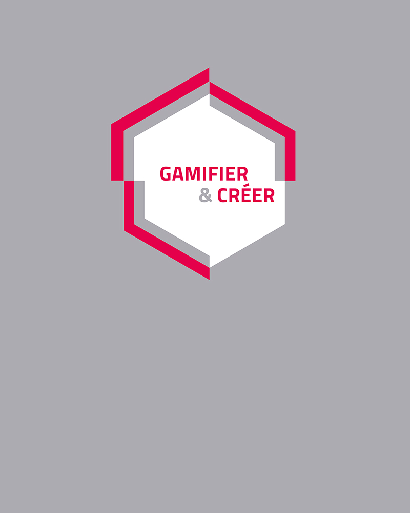 Logo hexagonal “Gamifier et Créer” sur fond gris