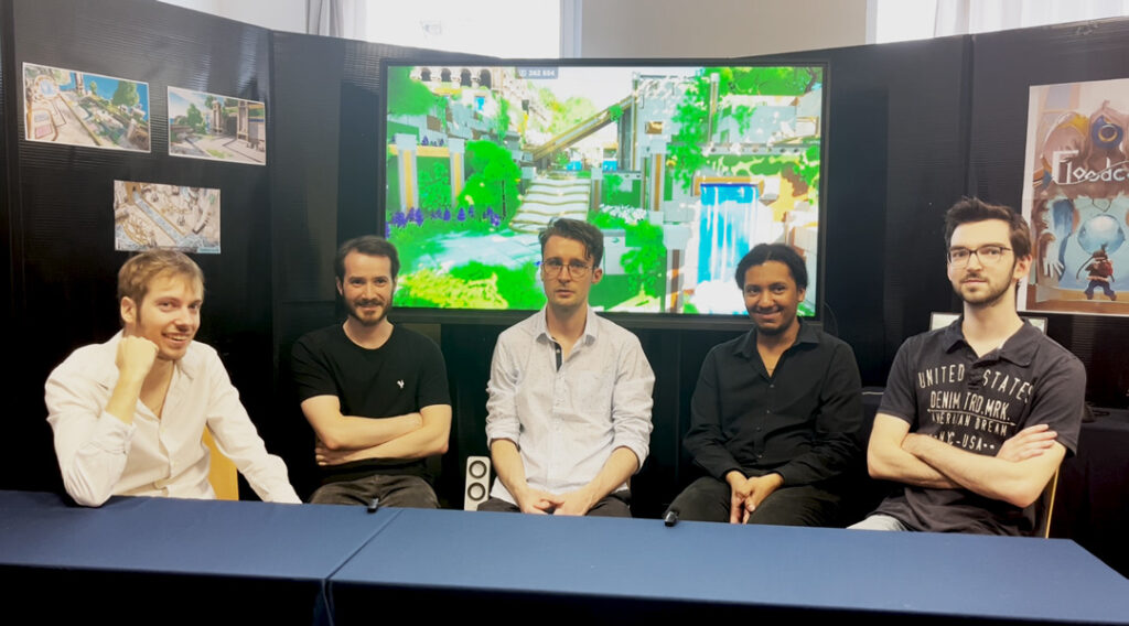 L'équipe de Floodcore, un jeu étudiant e-artsup, nominé aux Pégases 2025