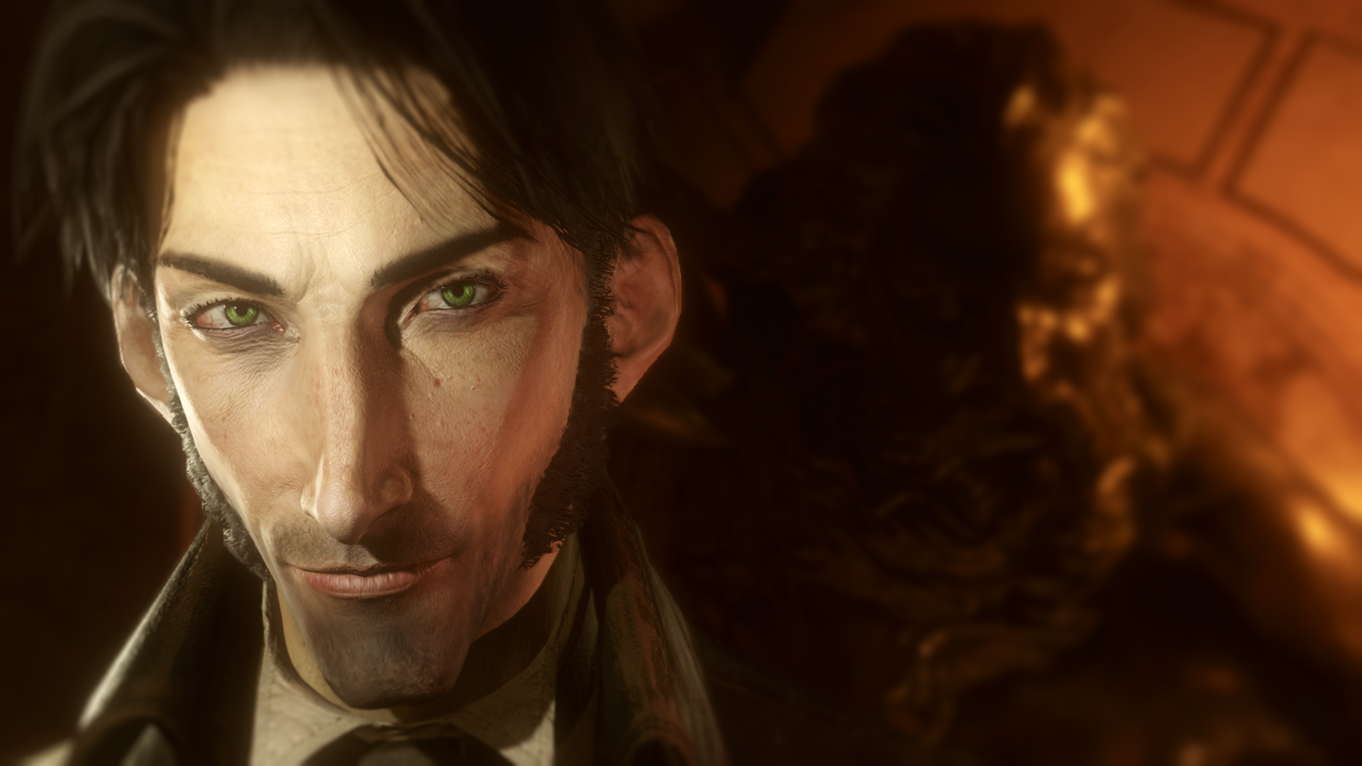 Portrait artistique d’un personnage de jeu vidéo avec lumière chaude et ambiance cinématographique.