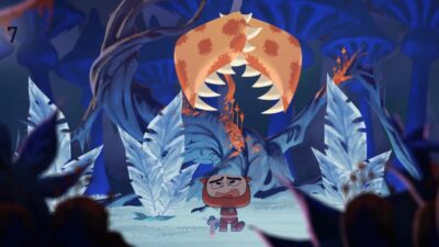 Dragon bleu dans un univers fantastique