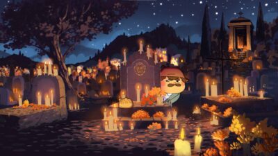 Village illuminé au coucher du soleil