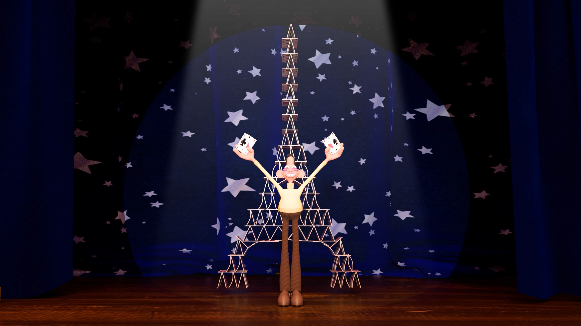 Scène de spectacle avec installation lumineuse
