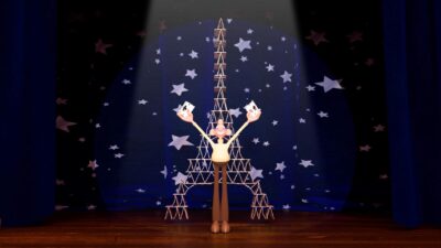 Scène de spectacle avec installation lumineuse
