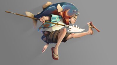 Illustration d'un personnage fantastique en mouvement