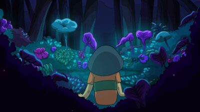 Champignon géant dans une forêt fantastique