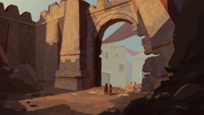 Ruines monumentales dans un univers fantastique