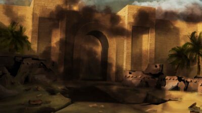 Concept art d'un canyon rocheux