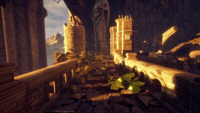 Château médiéval dans un environnement fantastique