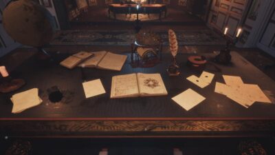 Bureau ancien avec lettres et cartes