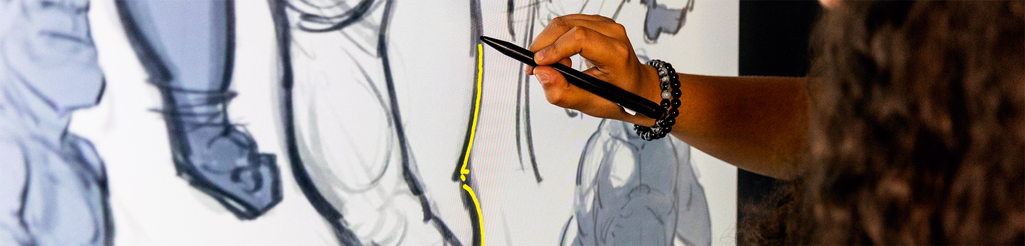 Illustration d’un travail manuel avec pinceau ou outil de dessin