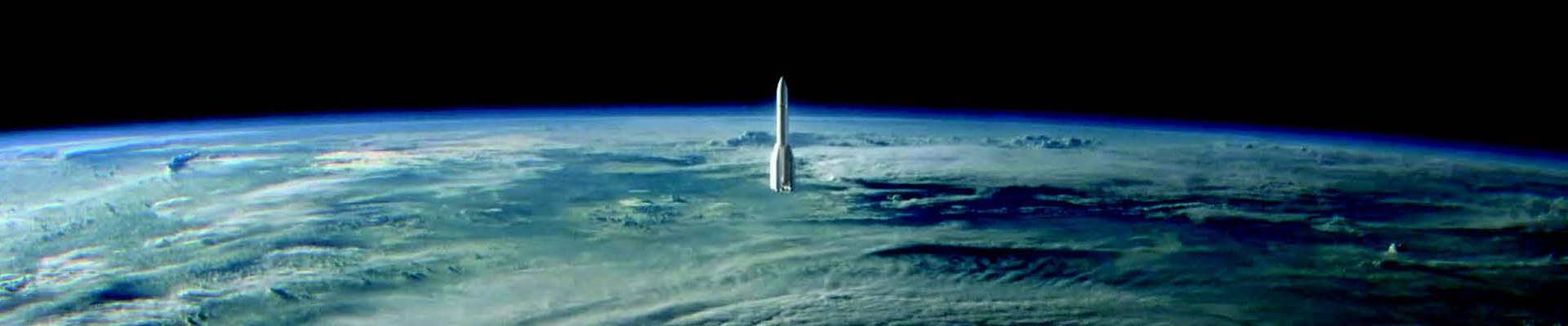 Fusée Ariane 4 qui décolle de la Terre en Motion design