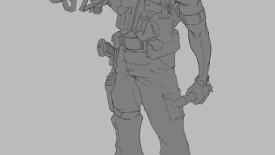 Concept art d'un soldat armé