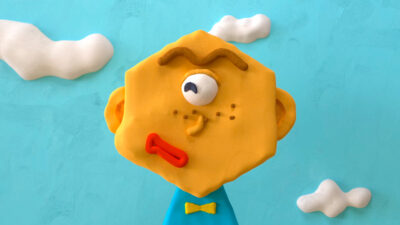 Portrait de personnage en pâte à modeler avec style cartoon et animation stop motion créative.