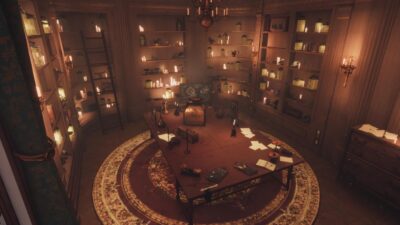Intérieur circulaire d'une bibliothèque
