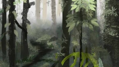 Forêt dense baignée de lumière naturelle