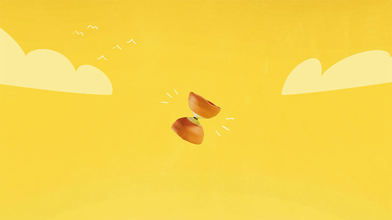 Fond jaune minimaliste avec un jeu flottant au centre