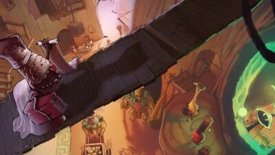 Illustration d'un personnage dans un environnement fantastique