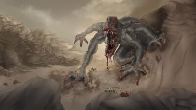 Concept art d'une créature monstrueuse