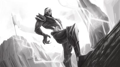 Étude en noir et blanc d'un personnage fantastique