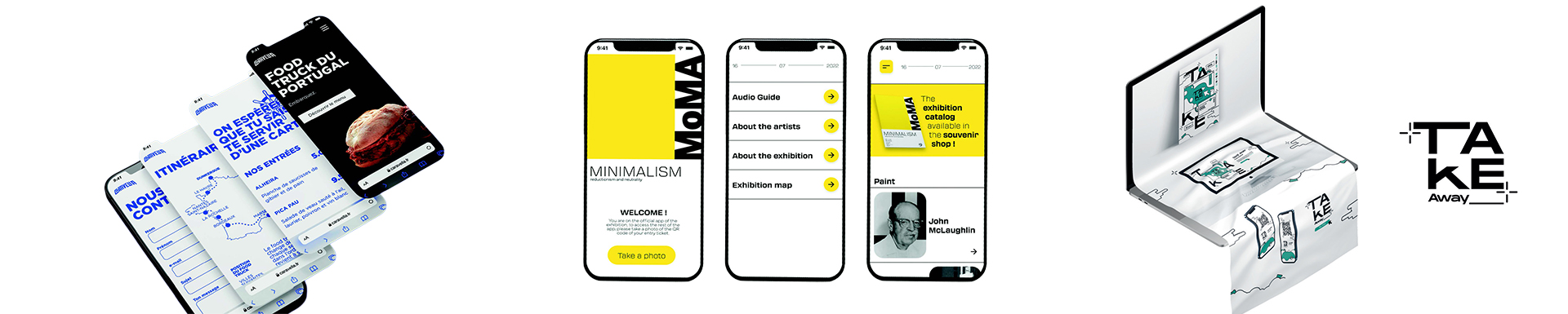 Maquettes de sites et supports de communication avec interface mobile et ordinateur portable.