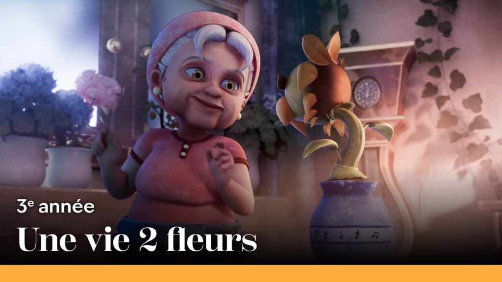 Miniature d'un court-métrage d'animation Une Vie 2 Fleur, une grand-mère qui sourit face à une fleur en pot