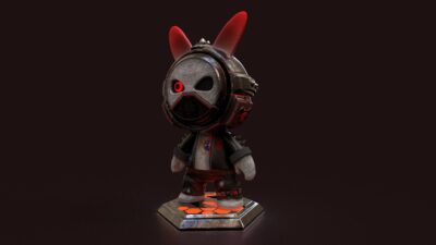 Figurine stylisée d'un lapin mécanique