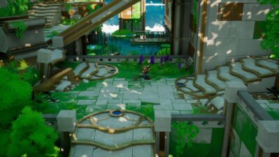 Niveau de jeu vidéo avec architecture végétalisée