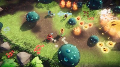 Environnement de jeu vidéo en vue aérienne