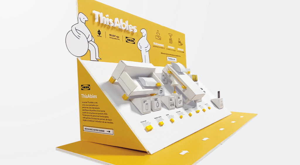 Maquette jaune de présentation de projet graphique pour Ikea