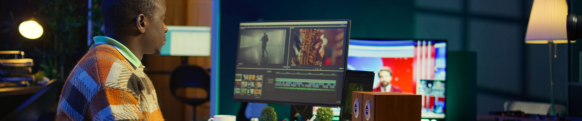 Personne qui travaille à l'ordinateur sur de la VFX