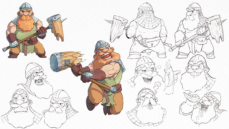 Charadesign d'un personnage qui combat