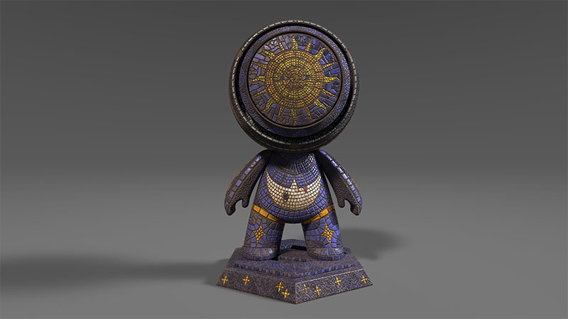 Modélisation d'une figurine recouverte de mosaïque