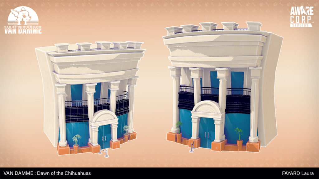 Façade de bâtiment classique en rendu 3D.