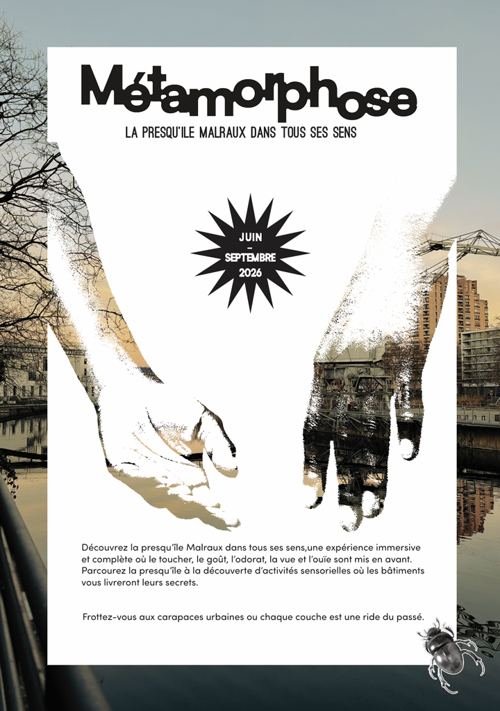 Affiche artistique “Métamorphose” conçue par les étudiants d’e-artsup Strasbourg dans le cadre d’un workshop de direction artistique et narration visuelle.
