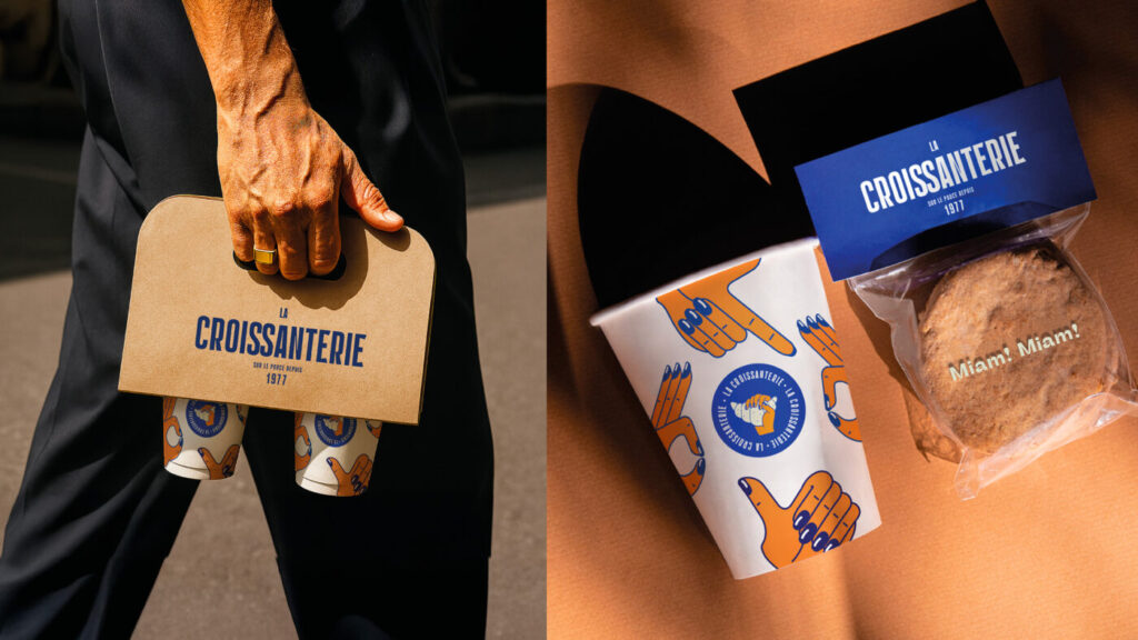 Personne tenant un sac ou une boîte de produit avec packaging coloré