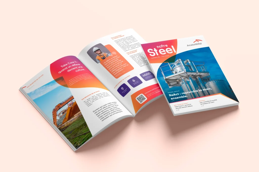 ArcelorMittal - Refonte éditoriale et direction artistique du journal interne "Notre Steel"